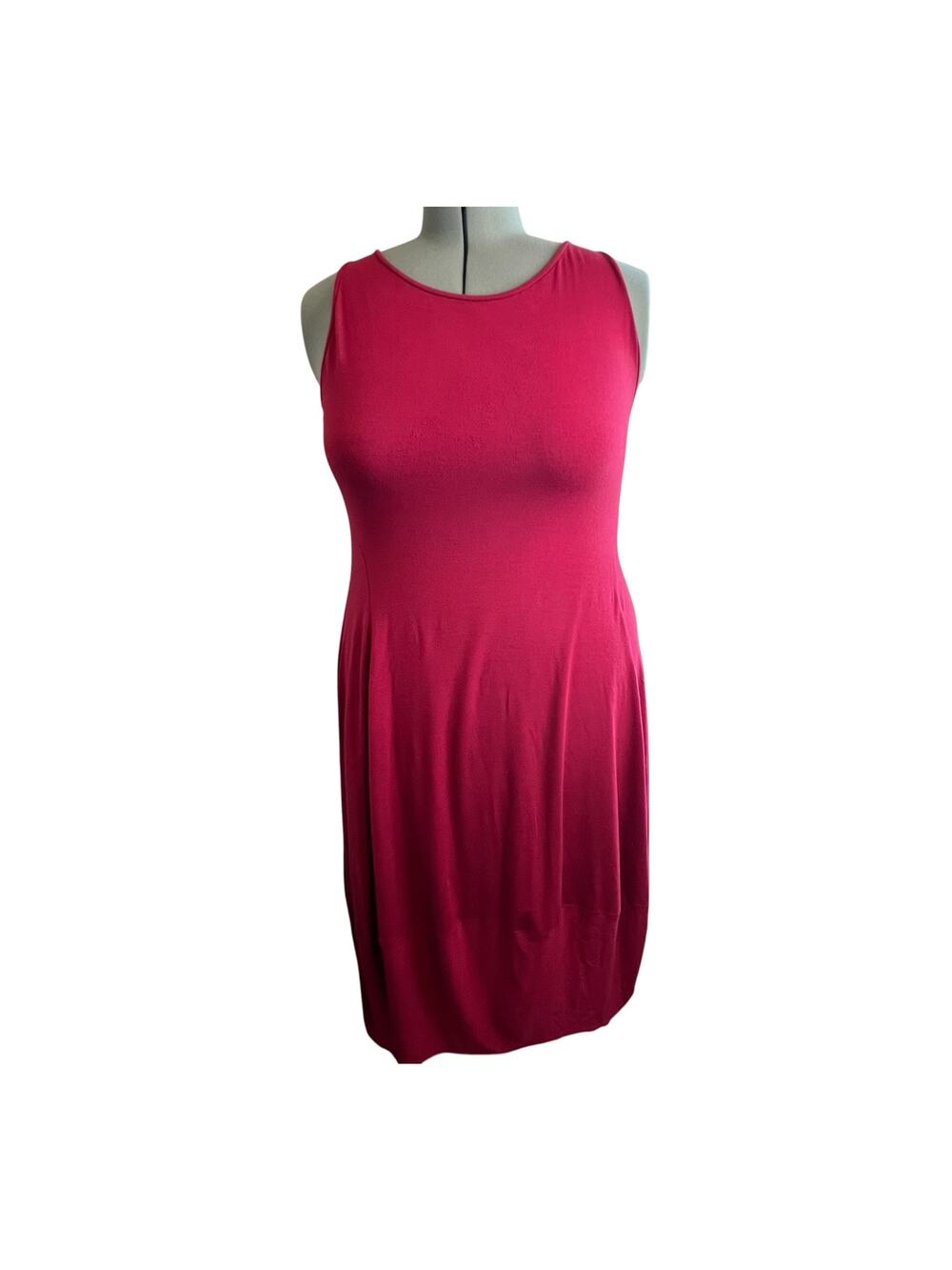 Eileen Fisher Lantern Dress Large Pink Rayon Lycra Sleeveless Coccoon USA